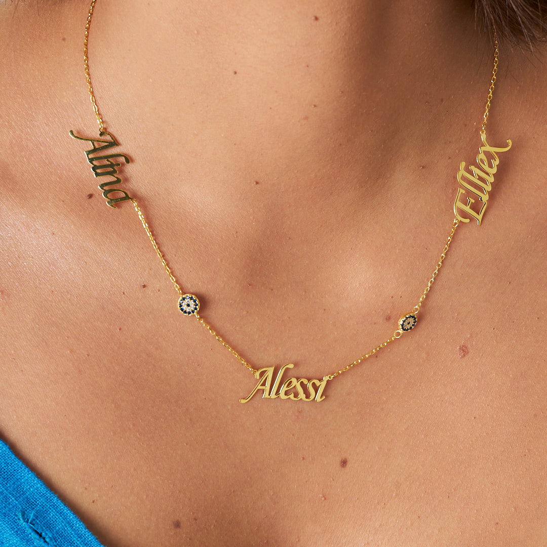 3 İsimli Nazar Kolye - 925 GÜMÜŞ