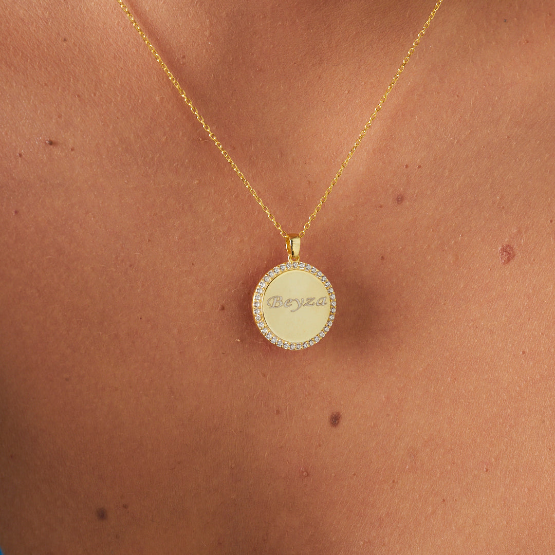 Çerçeveli İsim Plakalı Kolye - 925 GÜMÜŞ