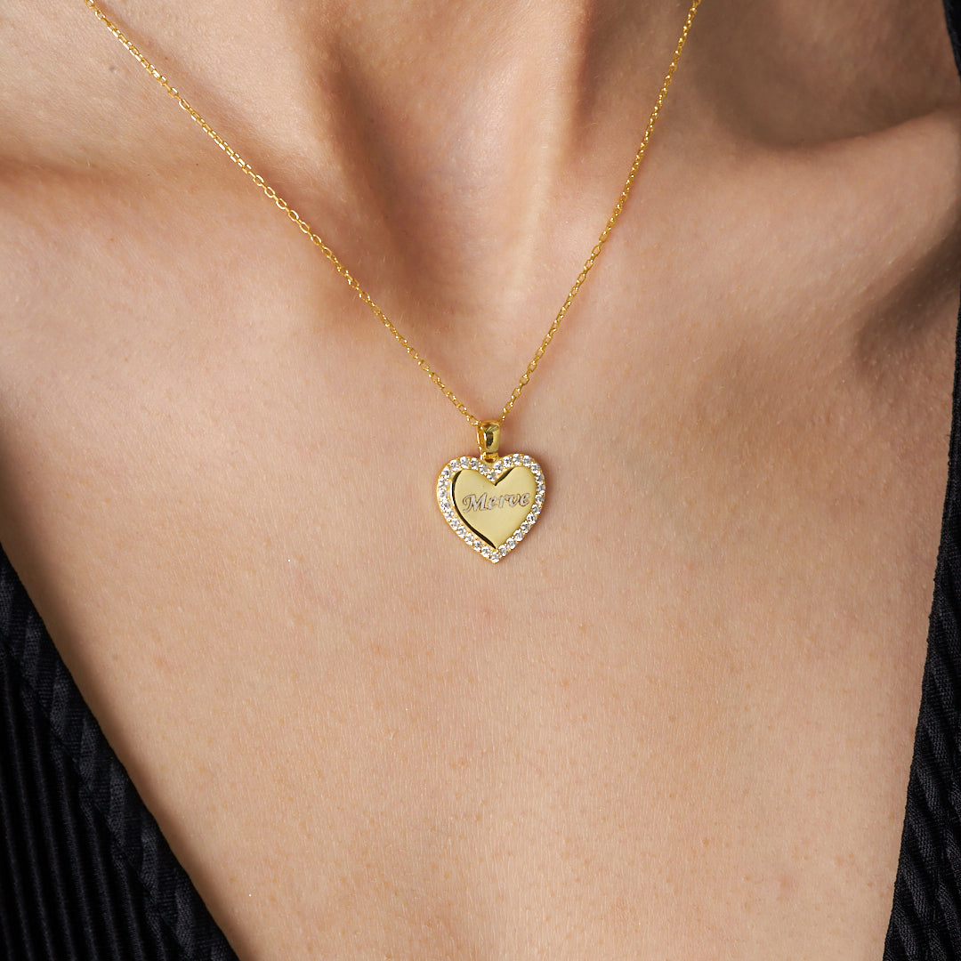 Harfli Kalp İsimli Kolye - 925 GÜMÜŞ