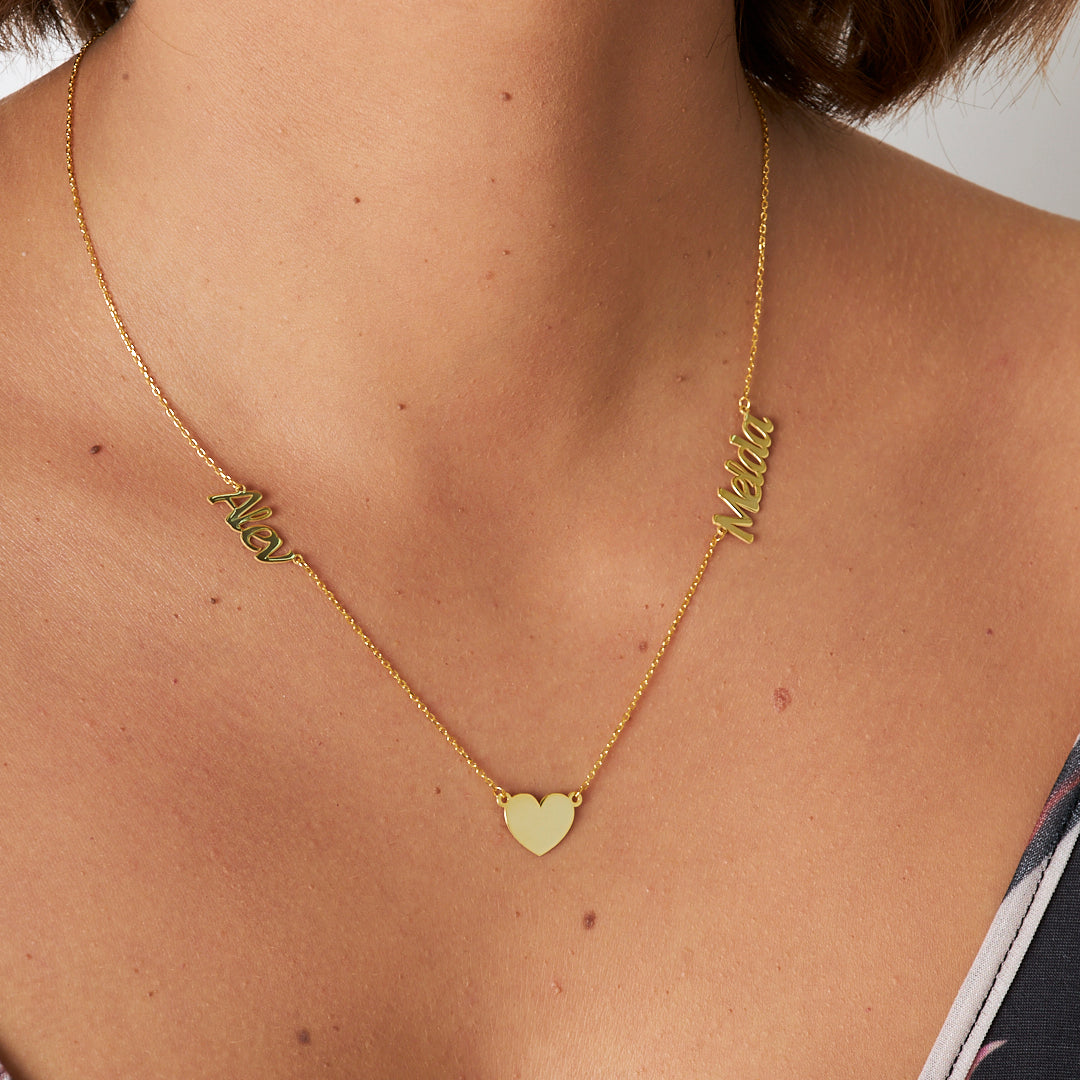 İki İsimli Kalbim kolye - 925 GÜMÜŞ