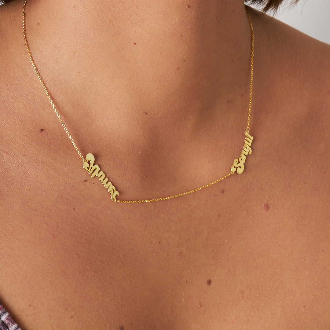 İki İsimli Aile Kolye - 925 GÜMÜŞ