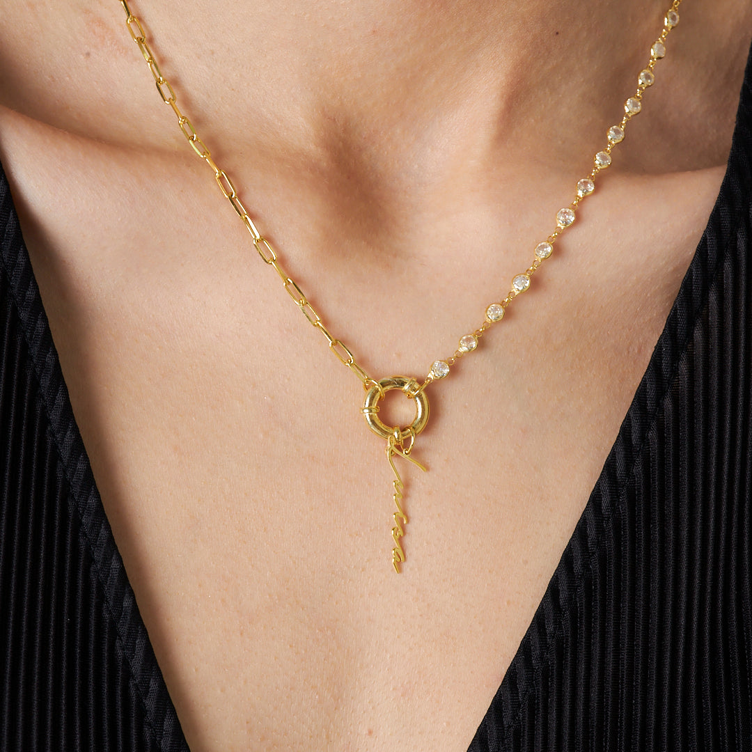 Modern İmza Kilit Kolye - 925 GÜMÜŞ