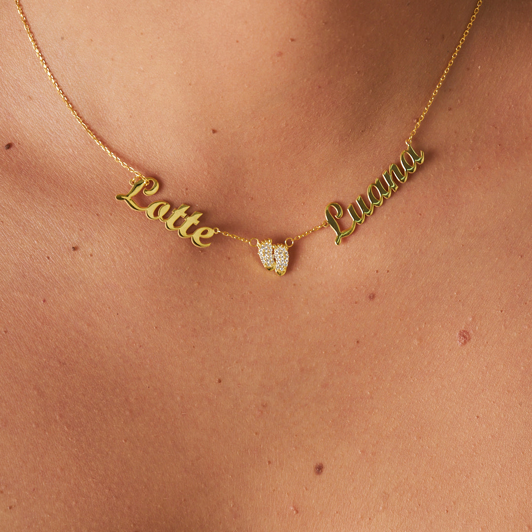 İki İsimli Ayak İzi Kolye - 925 GÜMÜŞ