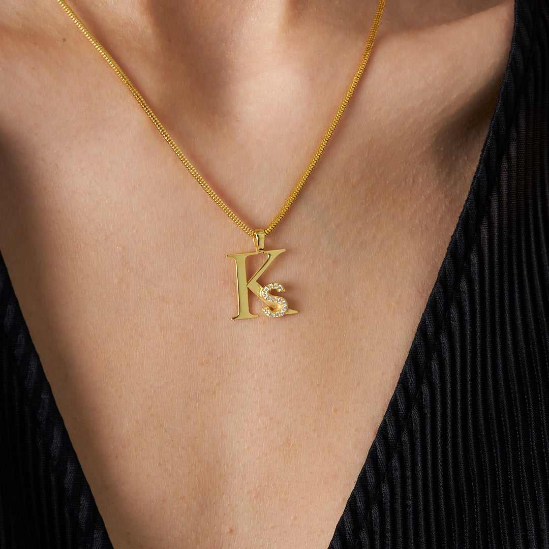 Büyük Küçük Harf Kombinasyonlu Kolye - 925 GÜMÜŞ