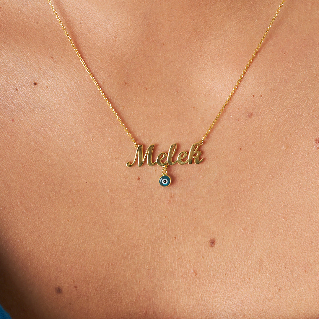 Nazar Boncuklu İsimli Kolye - 925 GÜMÜŞ