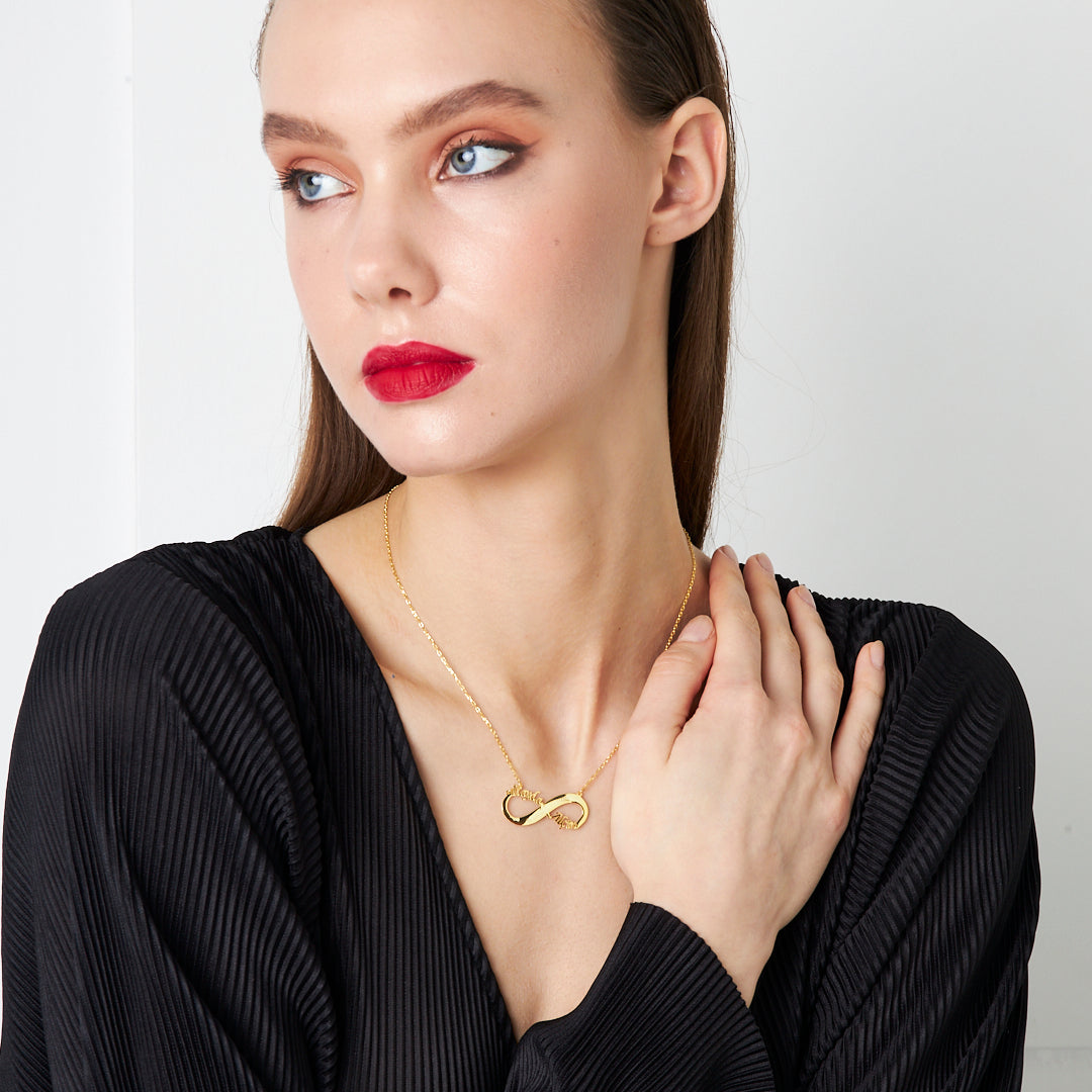 İki İsimli Sonsuz Kolye - 925 GÜMÜŞ