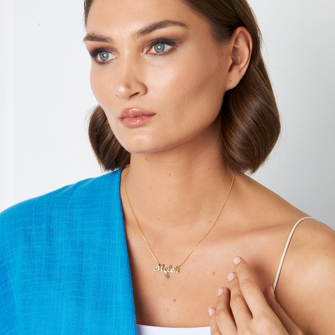 Nazar Boncuklu İsimli Kolye - 925 GÜMÜŞ