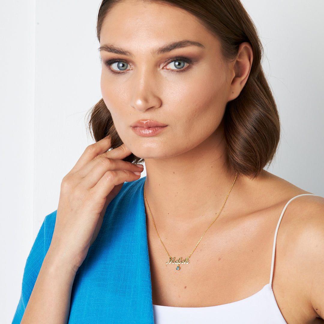 Nazar Boncuklu İsimli Kolye - 925 GÜMÜŞ