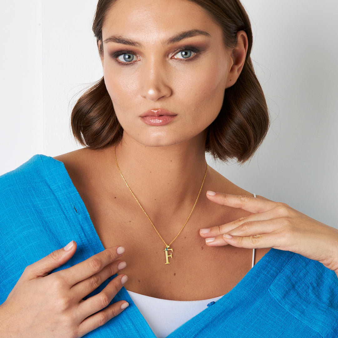 Nazar Boncuklu Büyük Harfli Kolye - 925 GÜMÜŞ