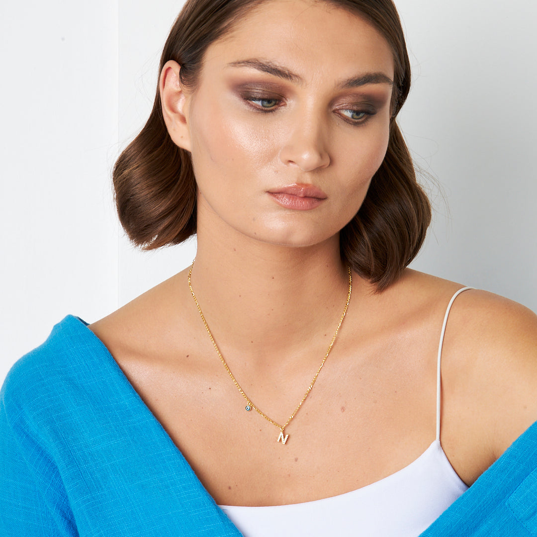 Tek Harfli Nazar Kolye - 925 GÜMÜŞ