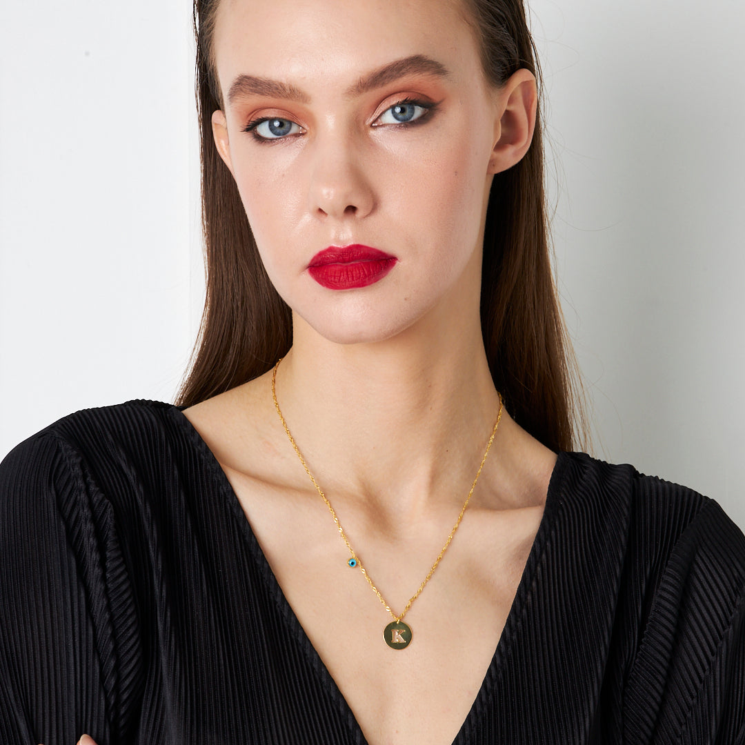 Nazar Harfli Plaka Kolye - 925 GÜMÜŞ