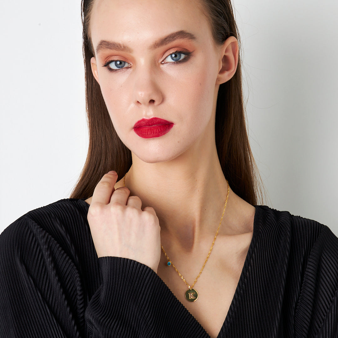 Nazar Harfli Plaka Kolye - 925 GÜMÜŞ