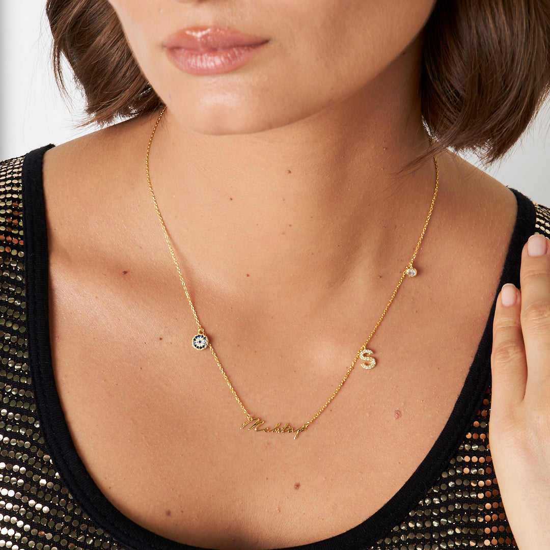 Nazar İsimleri Ve Harfleri Kolye - 925 GÜMÜŞ