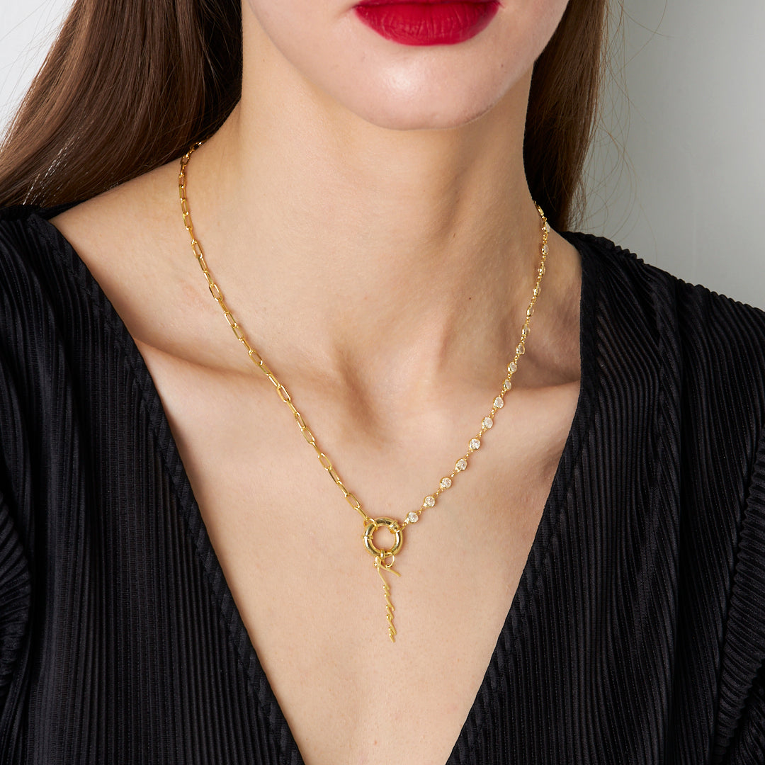 Modern İmza Kilit Kolye - 925 GÜMÜŞ