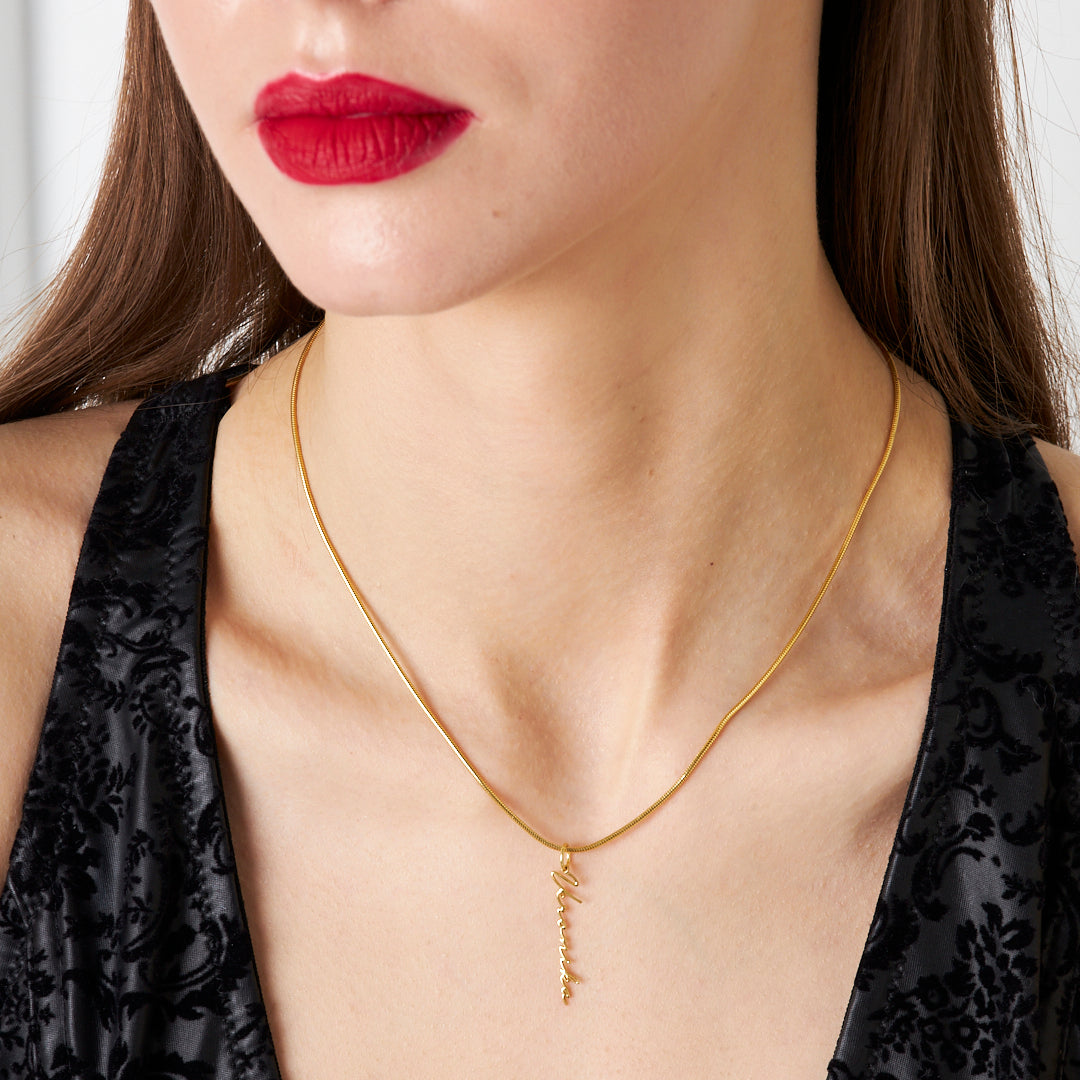 Dikey İmza Kolye - 925 GÜMÜŞ