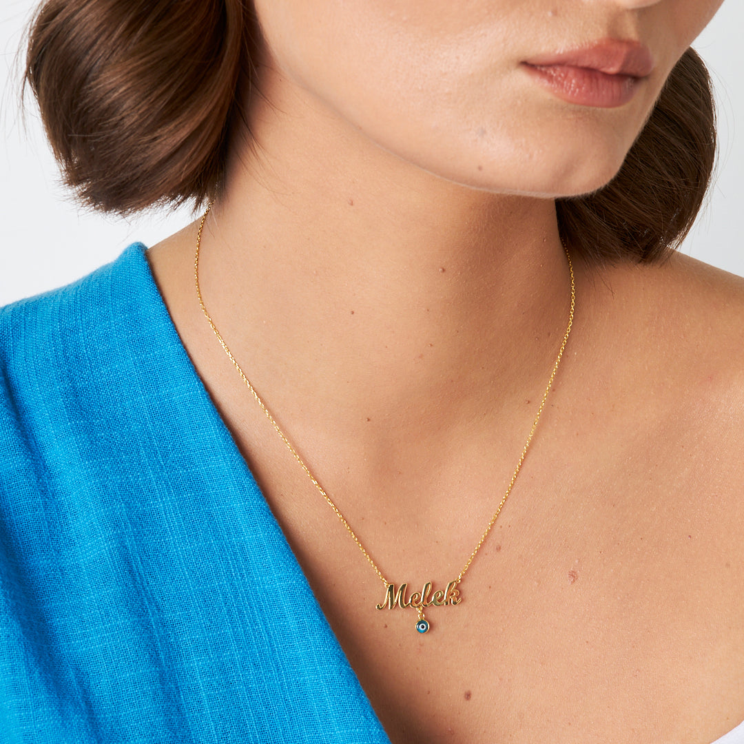 Nazar Boncuklu İsimli Kolye - 925 GÜMÜŞ