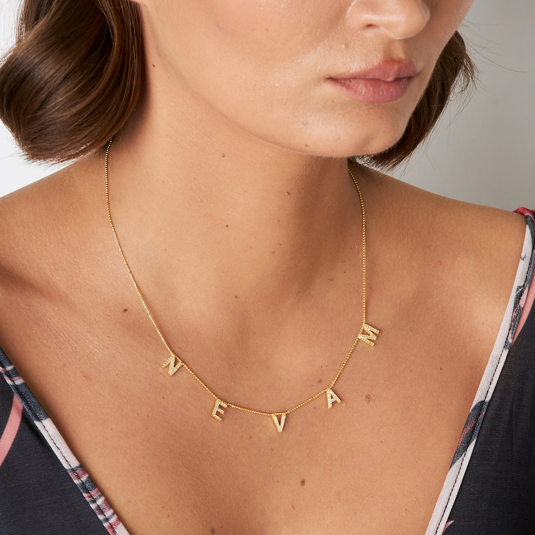 Harfli İnce Zincir İsimli Kolye - 925 GÜMÜŞ