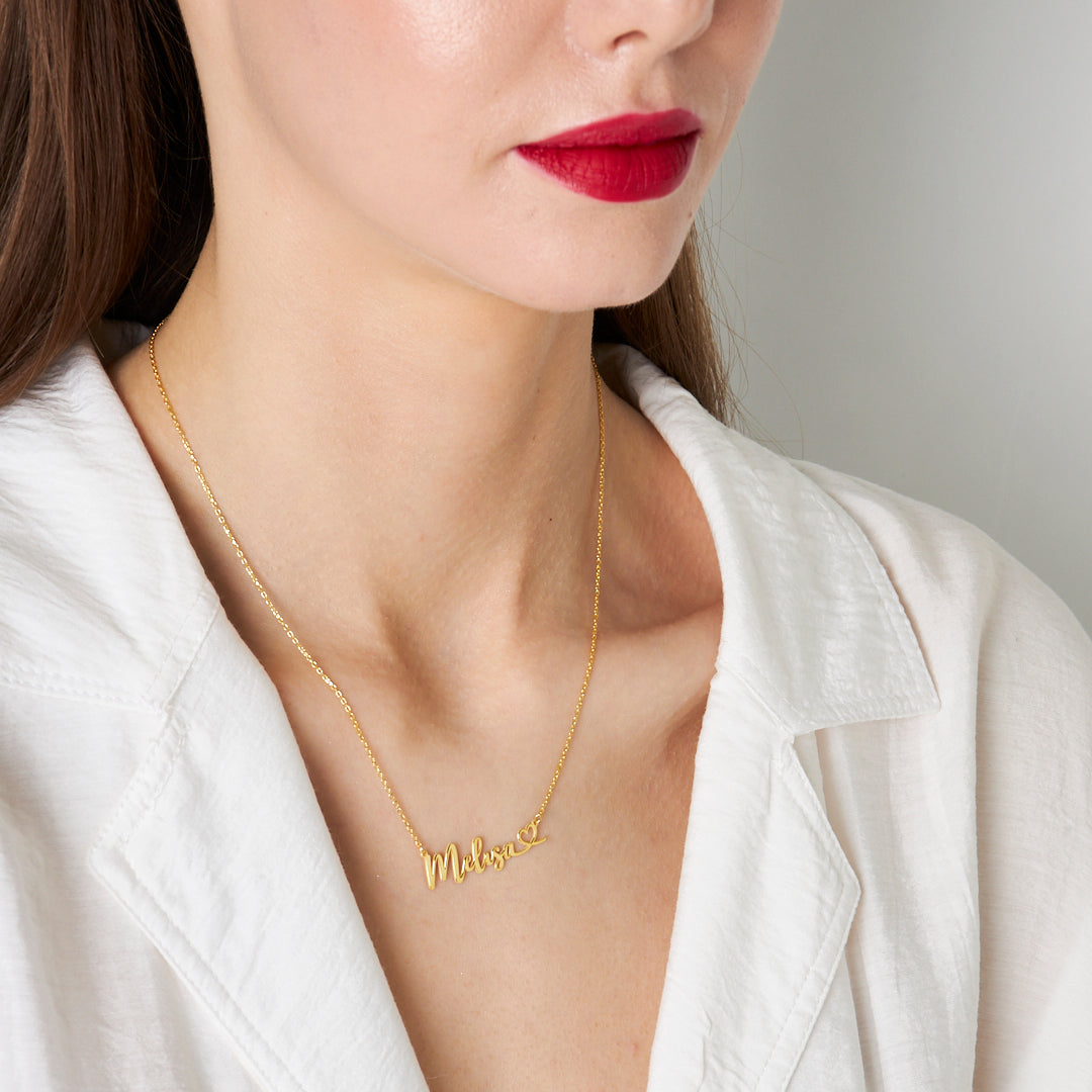 Özel İsimli Kalpli Kolye - 925 GÜMÜŞ