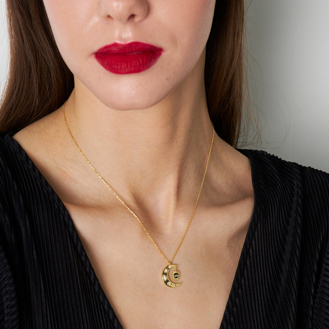 Harfli İsimli Ay Yıldız Kolye - 925 GÜMÜŞ