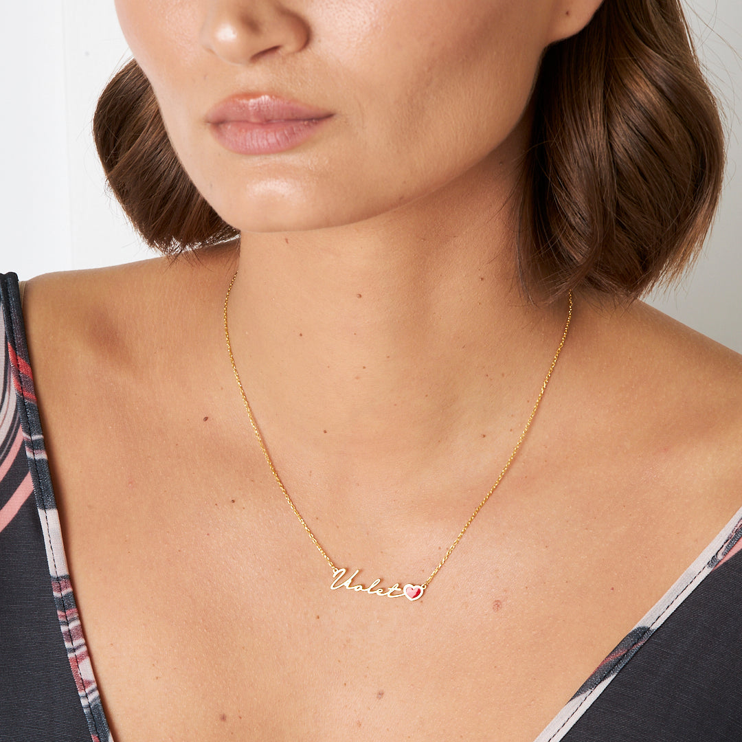 Kırmızı Kalp İsimli Kolye - 925 GÜMÜŞ