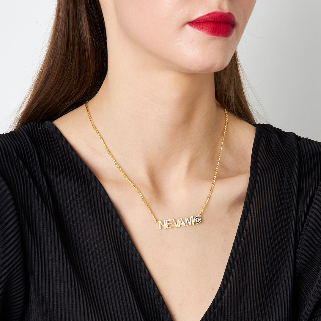 Harfli Nazar Taşı İsimli Kolye - 925 GÜMÜŞ