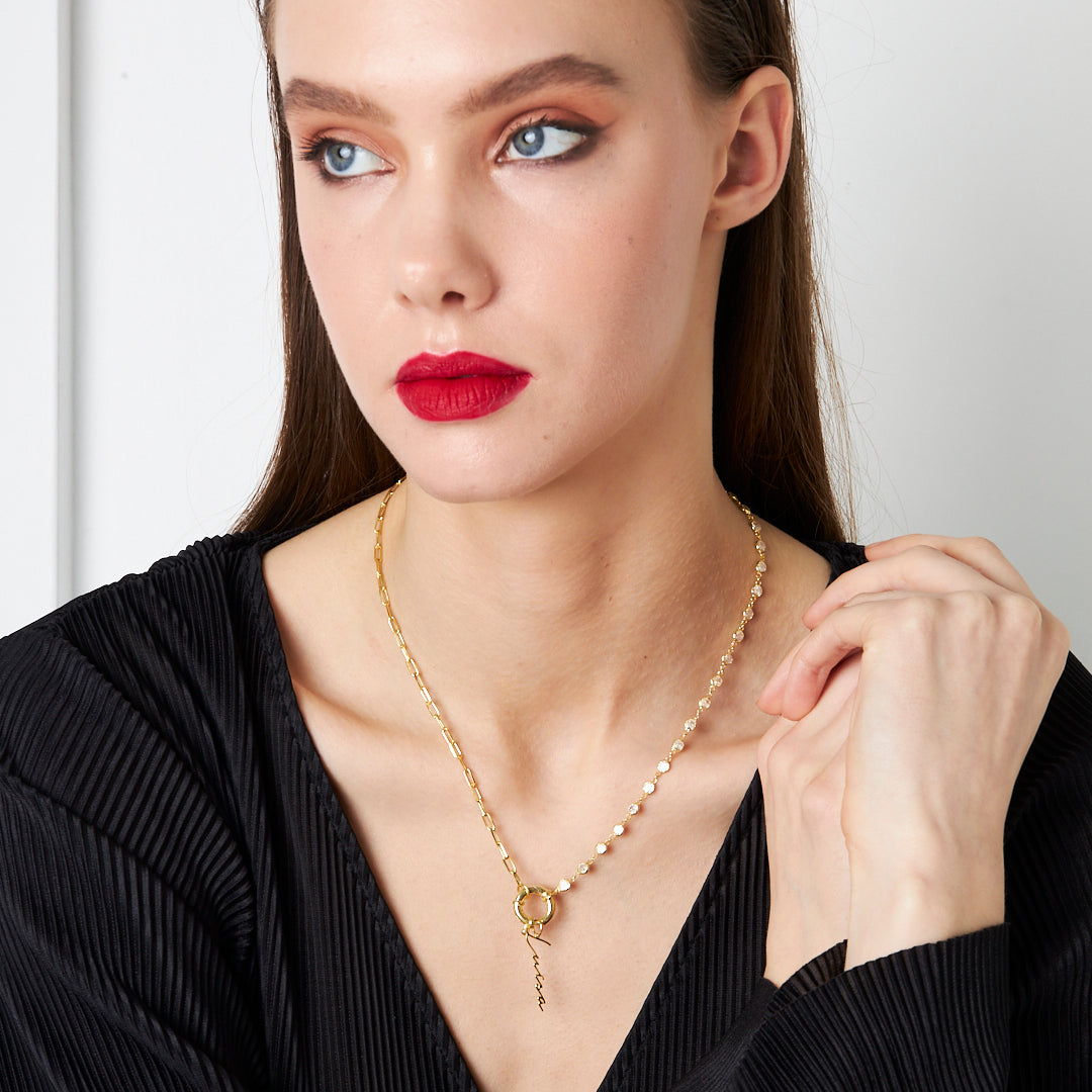 Modern İmza Kilit Kolye - 925 GÜMÜŞ