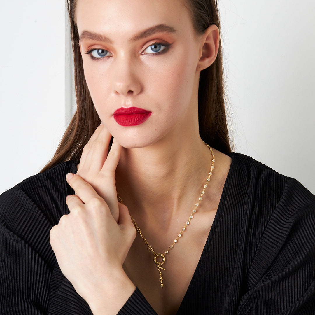 Modern İmza Kilit Kolye - 925 GÜMÜŞ