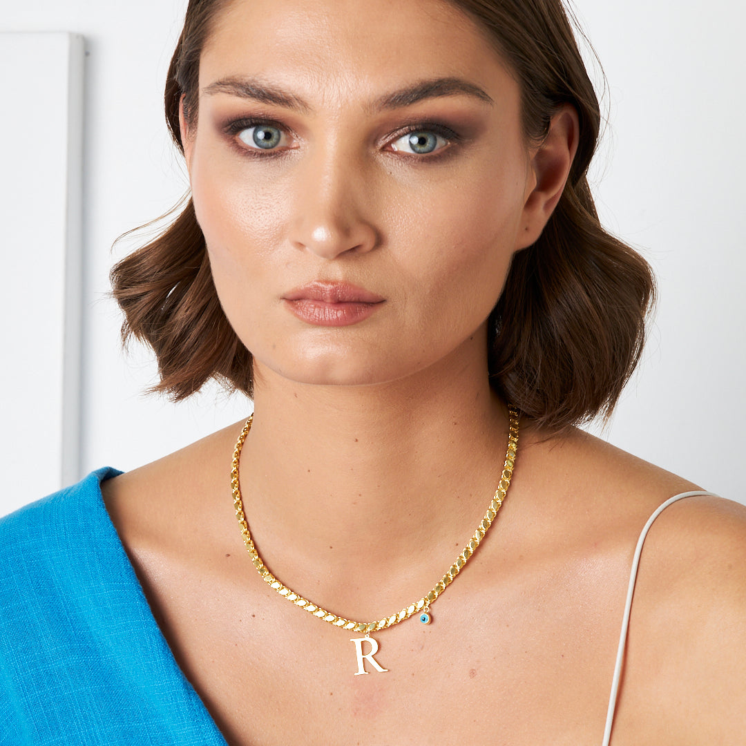 Pullu Zincirli Harf Kolye - 925 GÜMÜŞ