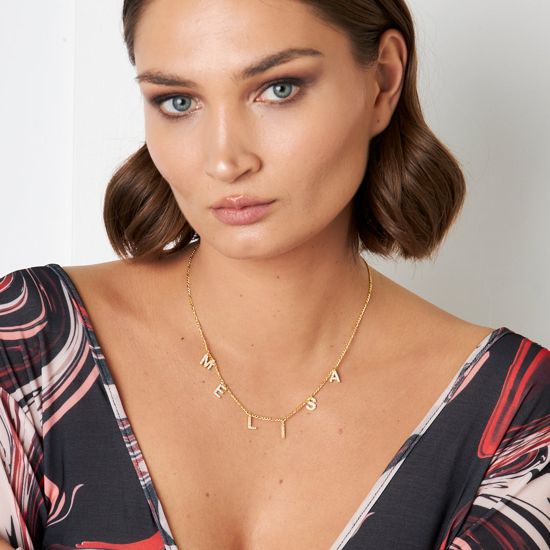 Figaro Zincir Sallantılı Harf İsim Kolye - 925 GÜMÜŞ