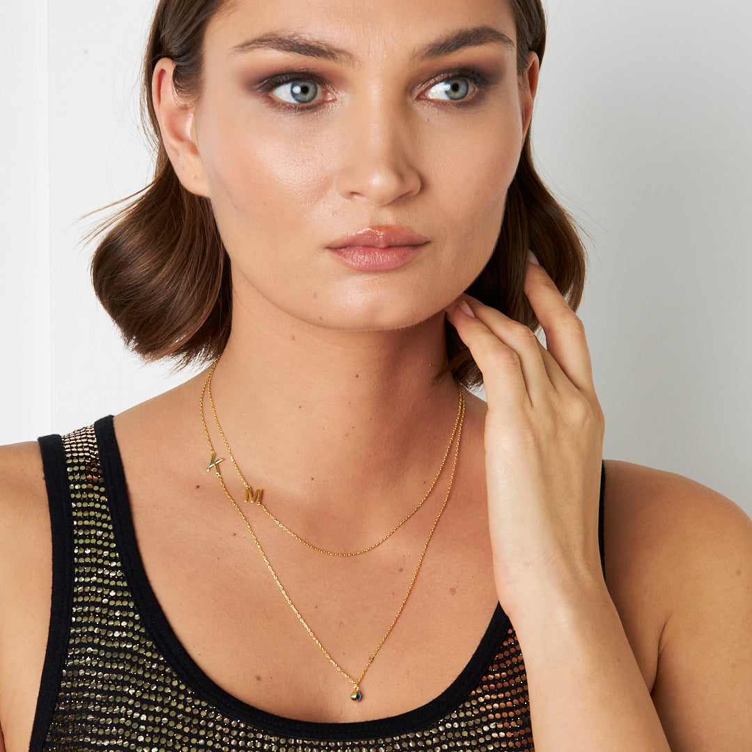 2 Harfli Nazar Boncuklu Kolye - 925 GÜMÜŞ