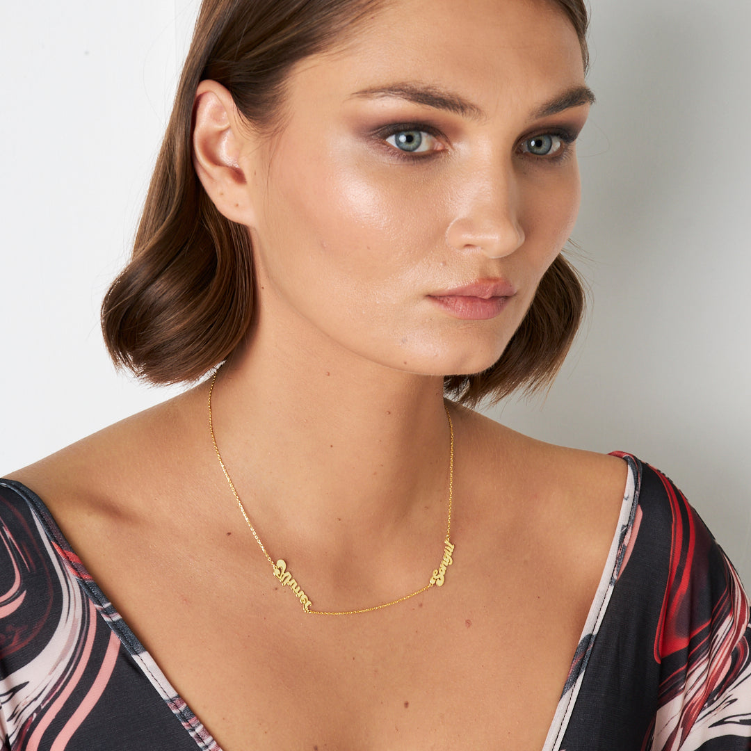 İki İsimli Aile Kolye - 925 GÜMÜŞ