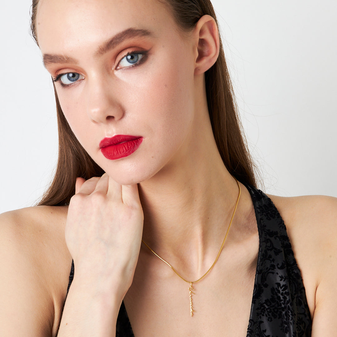 Dikey İmza Kolye - 925 GÜMÜŞ