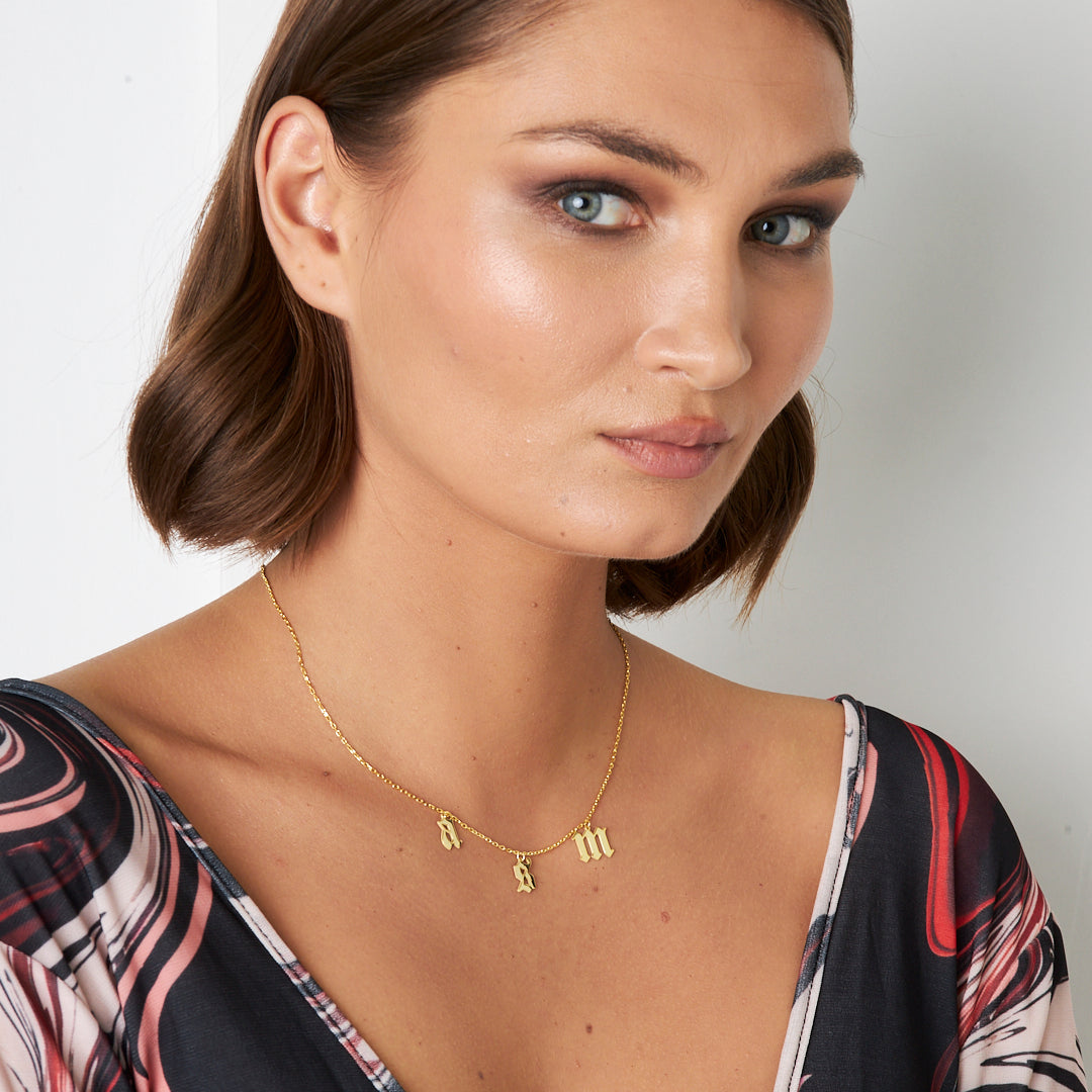 Harfli Gotik Kolye - 925 GÜMÜŞ