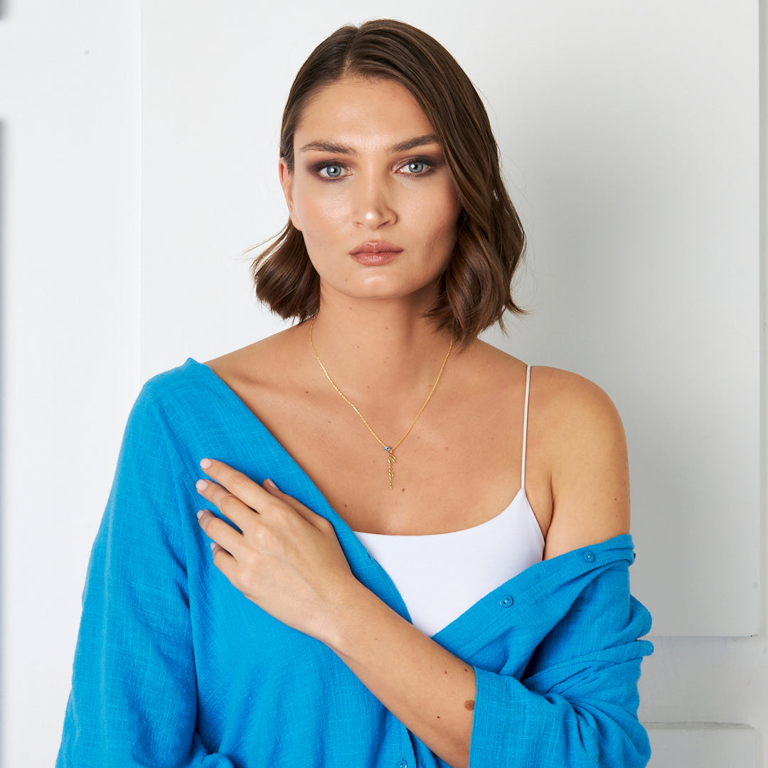 Nazar Dik Yazılı İsimli Kolye - 925 GÜMÜŞ