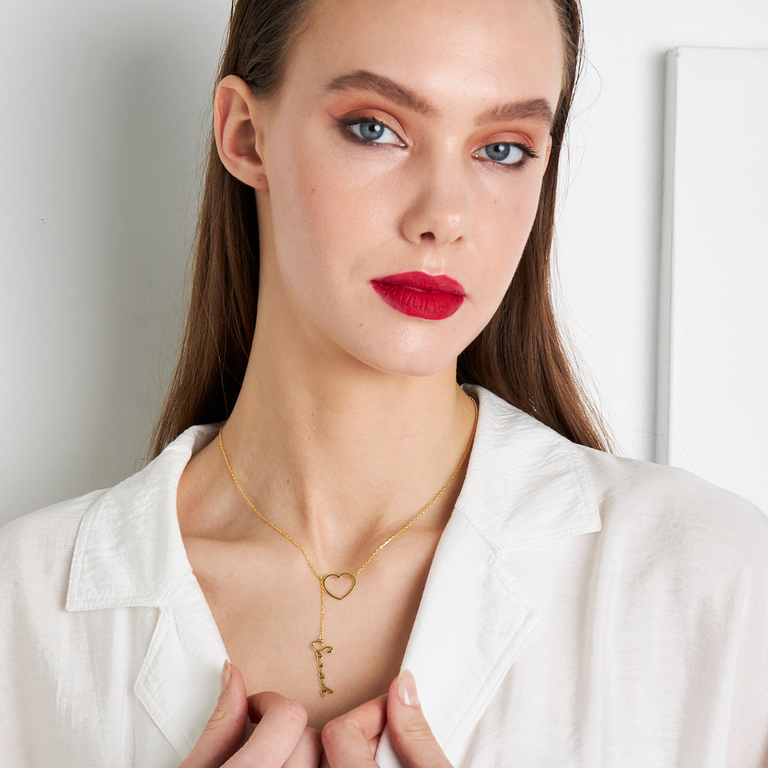 Kalp Kolye İmza İsimli Kolye - 925 GÜMÜŞ