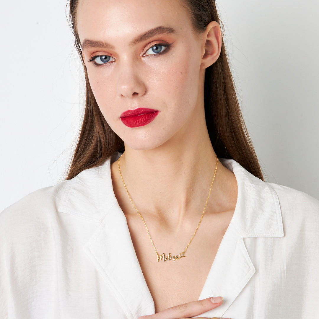 Özel İsimli Kalpli Kolye - 925 GÜMÜŞ