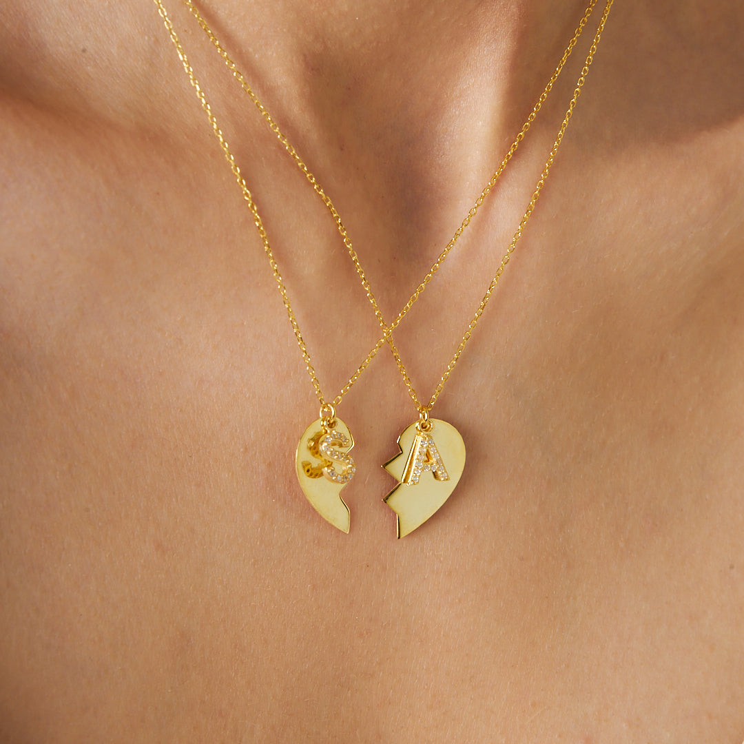 Harfli İki Parçalı Kolye - 925 GÜMÜŞ