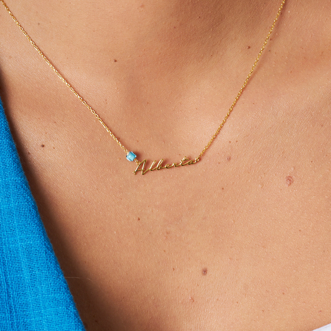 Nazar Sade Yazılı İsimli Kolye - 925 GÜMÜŞ