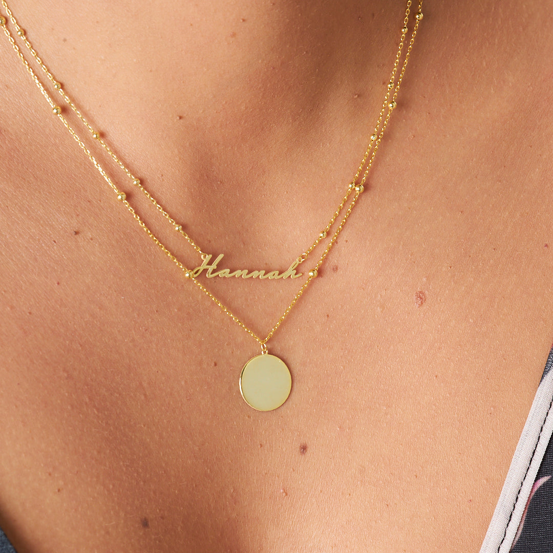 Plaka Vintage İsim Kolye - 925 GÜMÜŞ