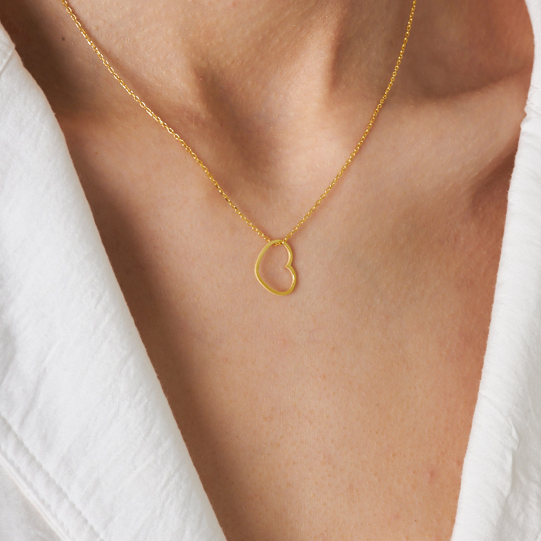 Zarif Sade Kalp Kolye - 925 GÜMÜŞ