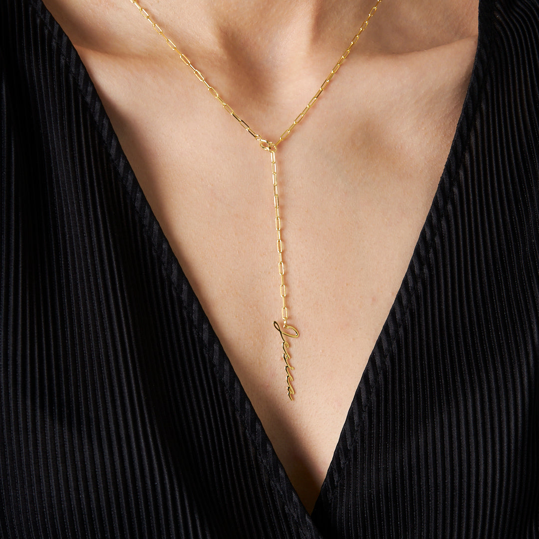 Uzun Zincir İsimli Kolye - 925 GÜMÜŞ