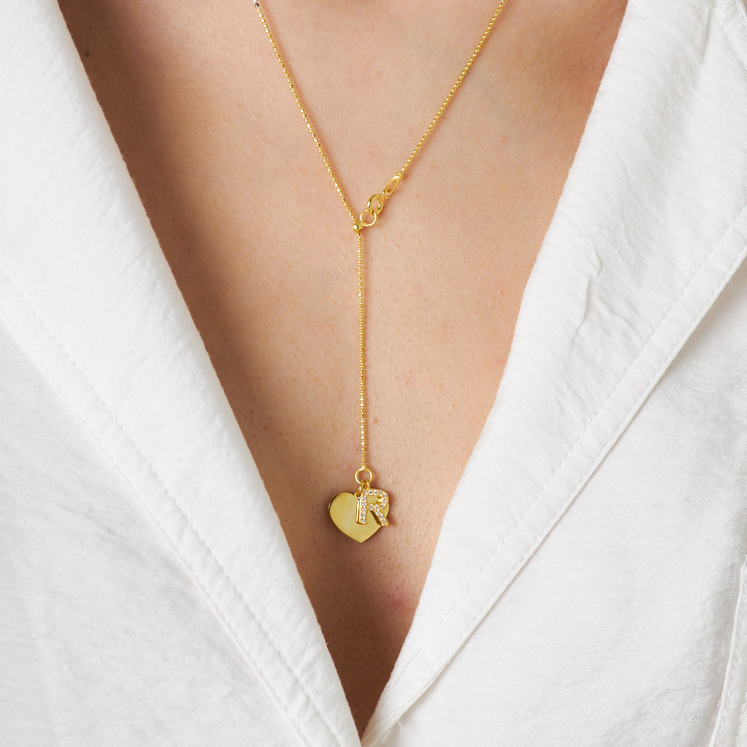 Top Zincirli Kalp Harf Kolye - 925 GÜMÜŞ