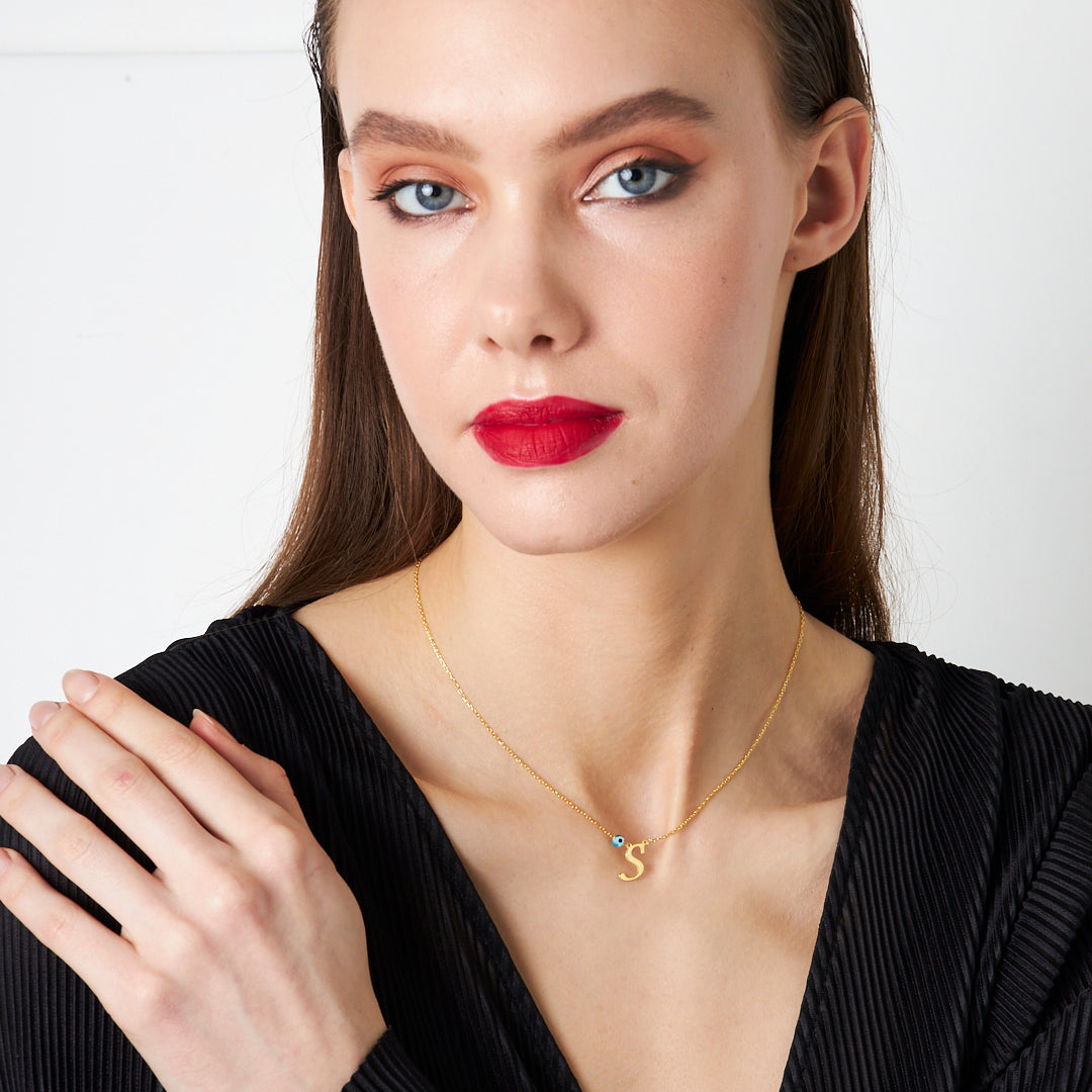 Nazar İnce Harfli Kolye - 925 GÜMÜŞ