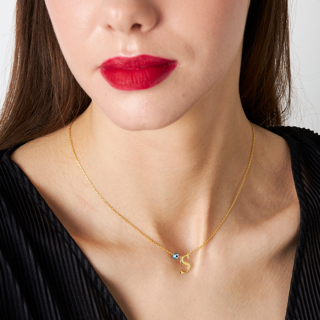 Nazar İnce Harfli Kolye - 925 GÜMÜŞ