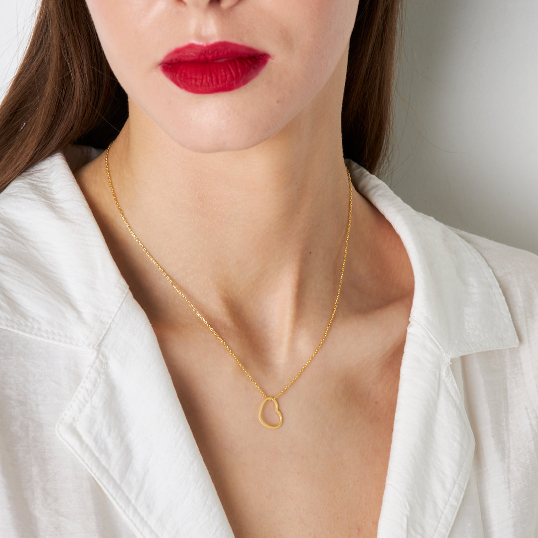 Zarif Sade Kalp Kolye - 925 GÜMÜŞ