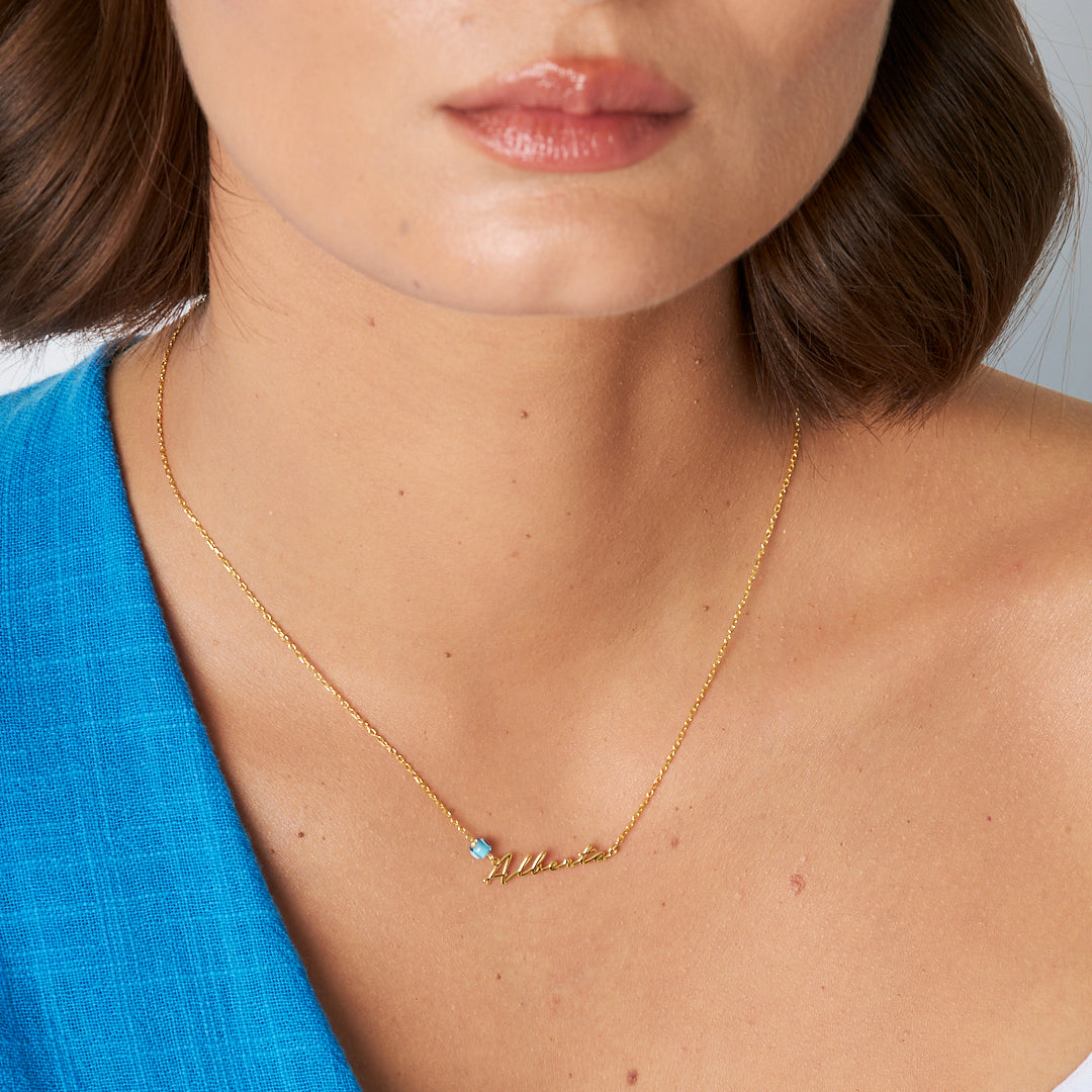 Nazar Sade Yazılı İsimli Kolye - 925 GÜMÜŞ