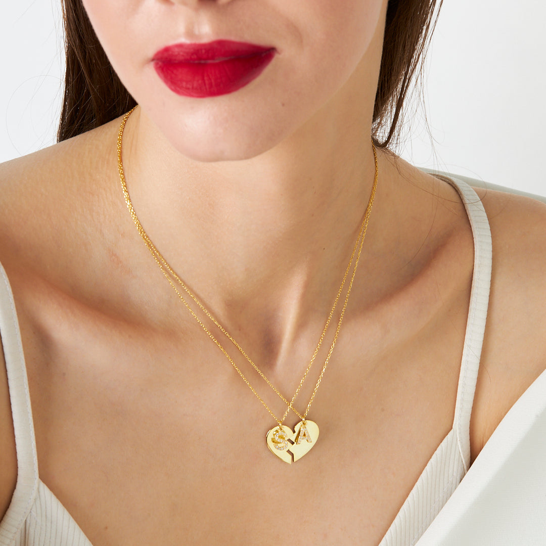 Harfli İki Parçalı Kolye - 925 GÜMÜŞ