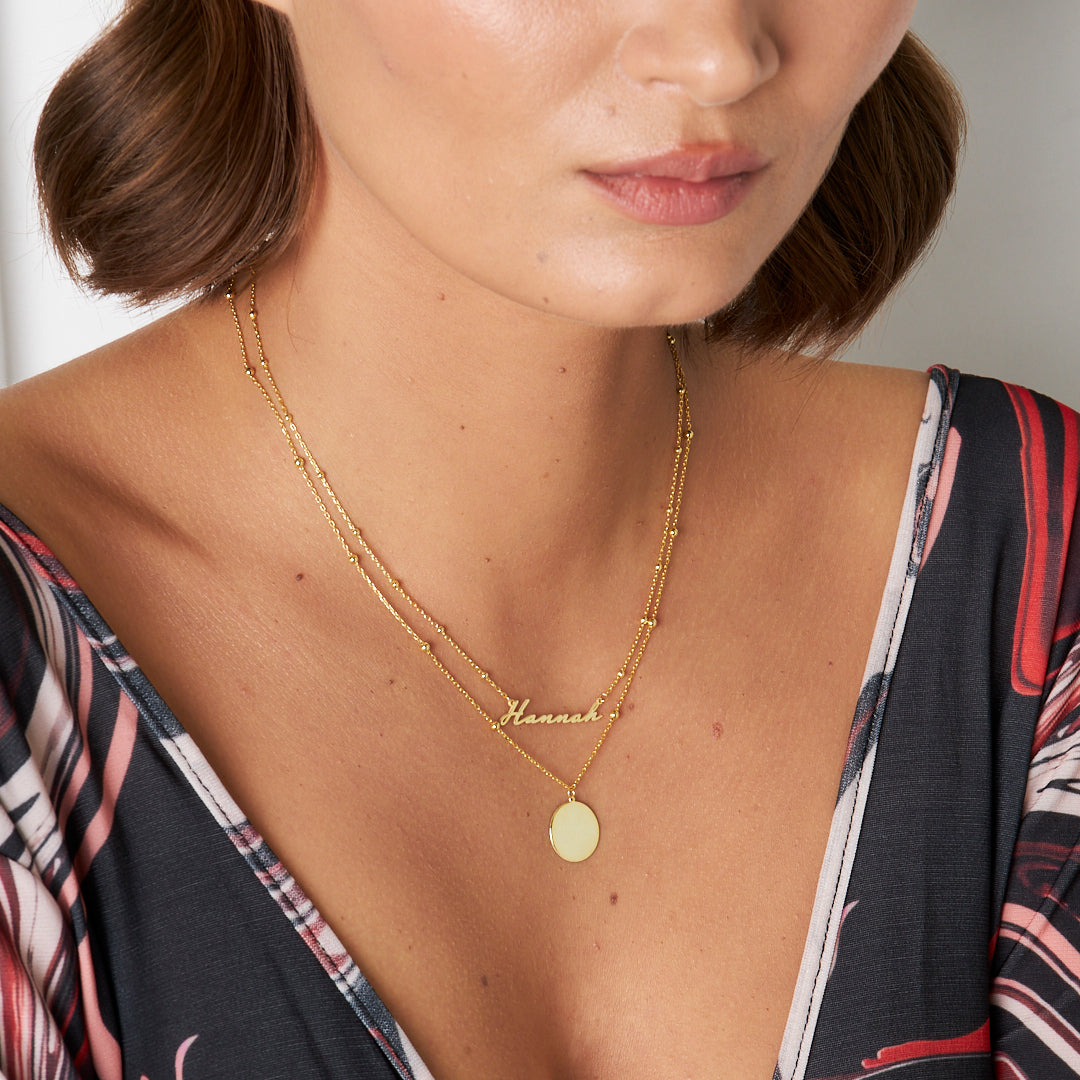 Plaka Vintage İsim Kolye - 925 GÜMÜŞ