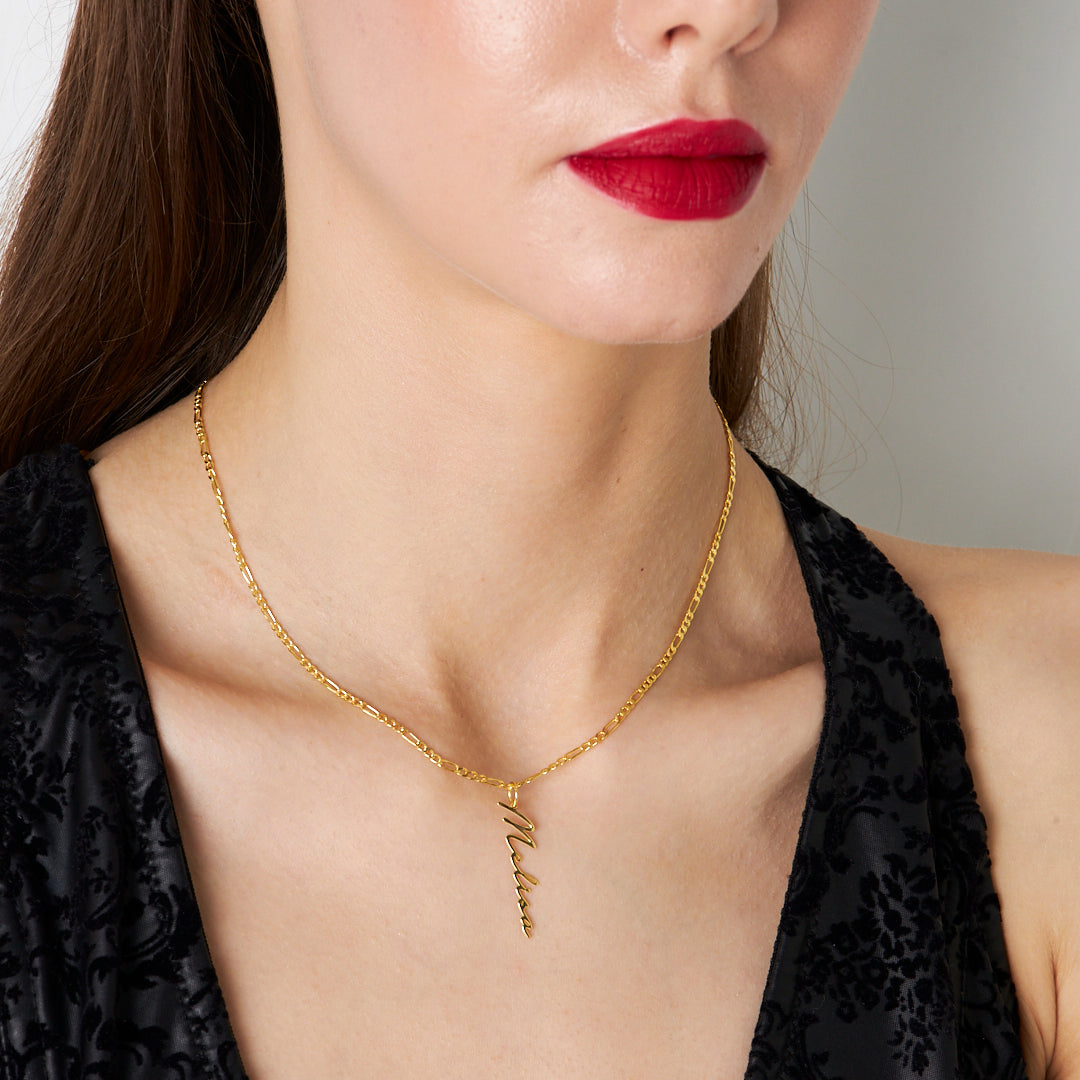 Dikey Tasarımlı İsim Kolye - 925 GÜMÜŞ