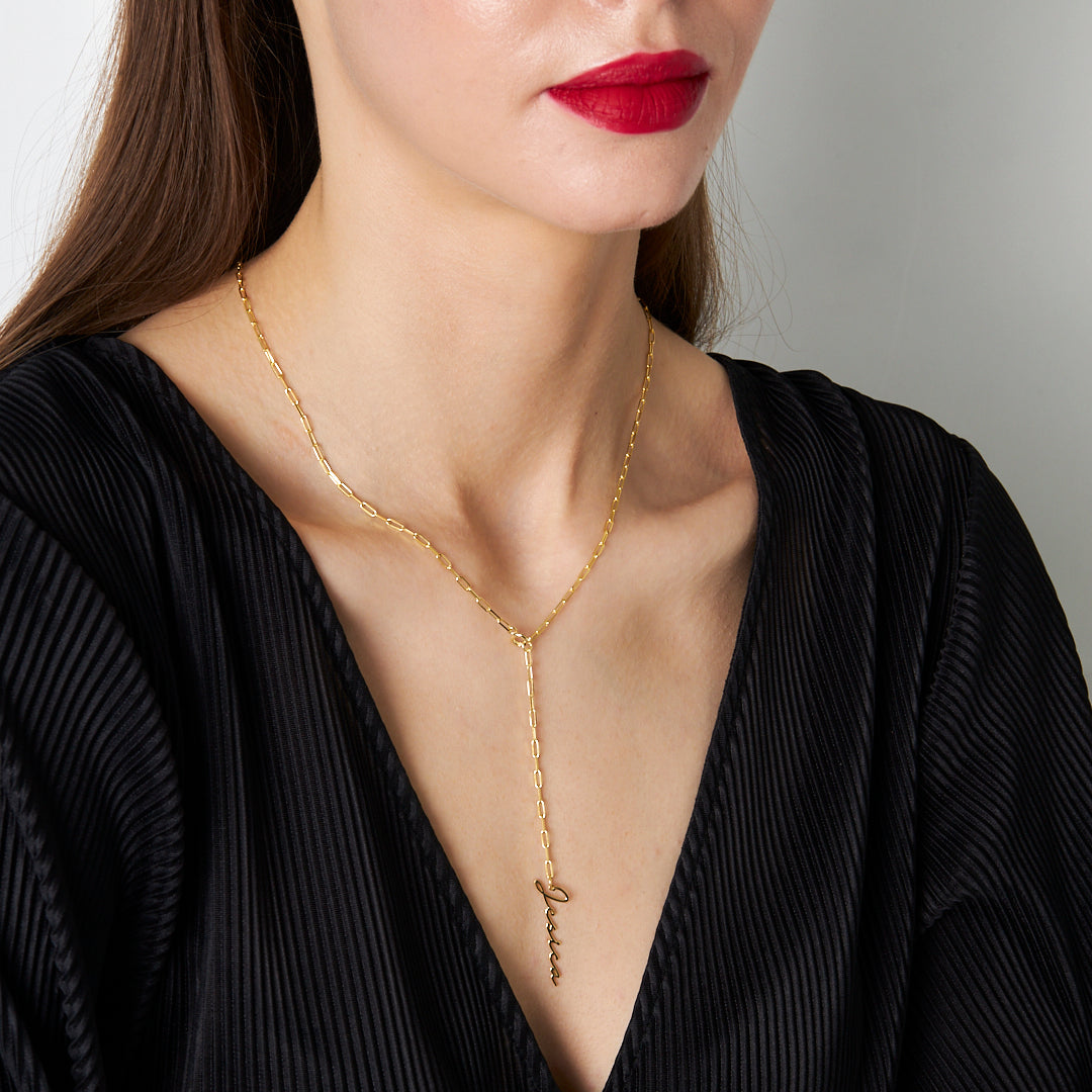 Uzun Zincir İsimli Kolye - 925 GÜMÜŞ